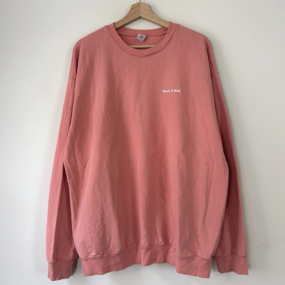 Sporty And Rich Cotton Pink Salmon Crewneck Sweatshirt - XL